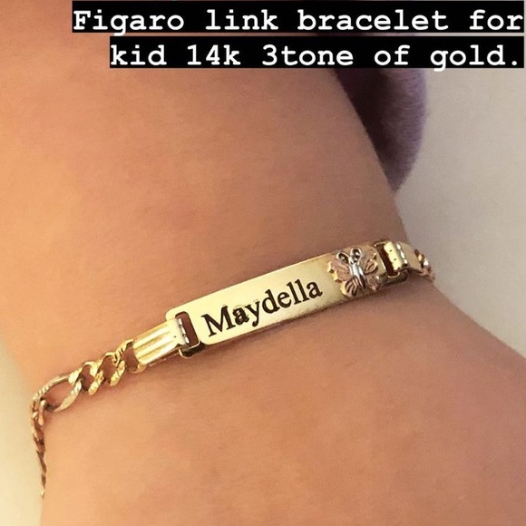 Other - Girls 14k Gold Butterfly ID Bracelet 6 inches